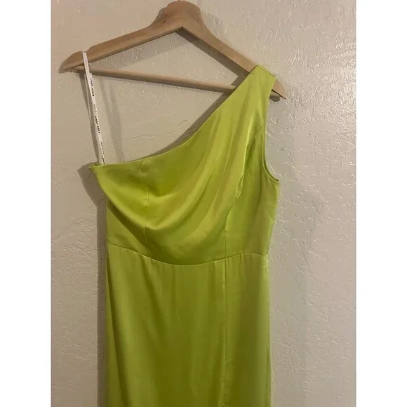 Y Birdy Grey Kira One Shoulder Satin High Slit Bridesmaid Formal Dress - Picture 6 of 10